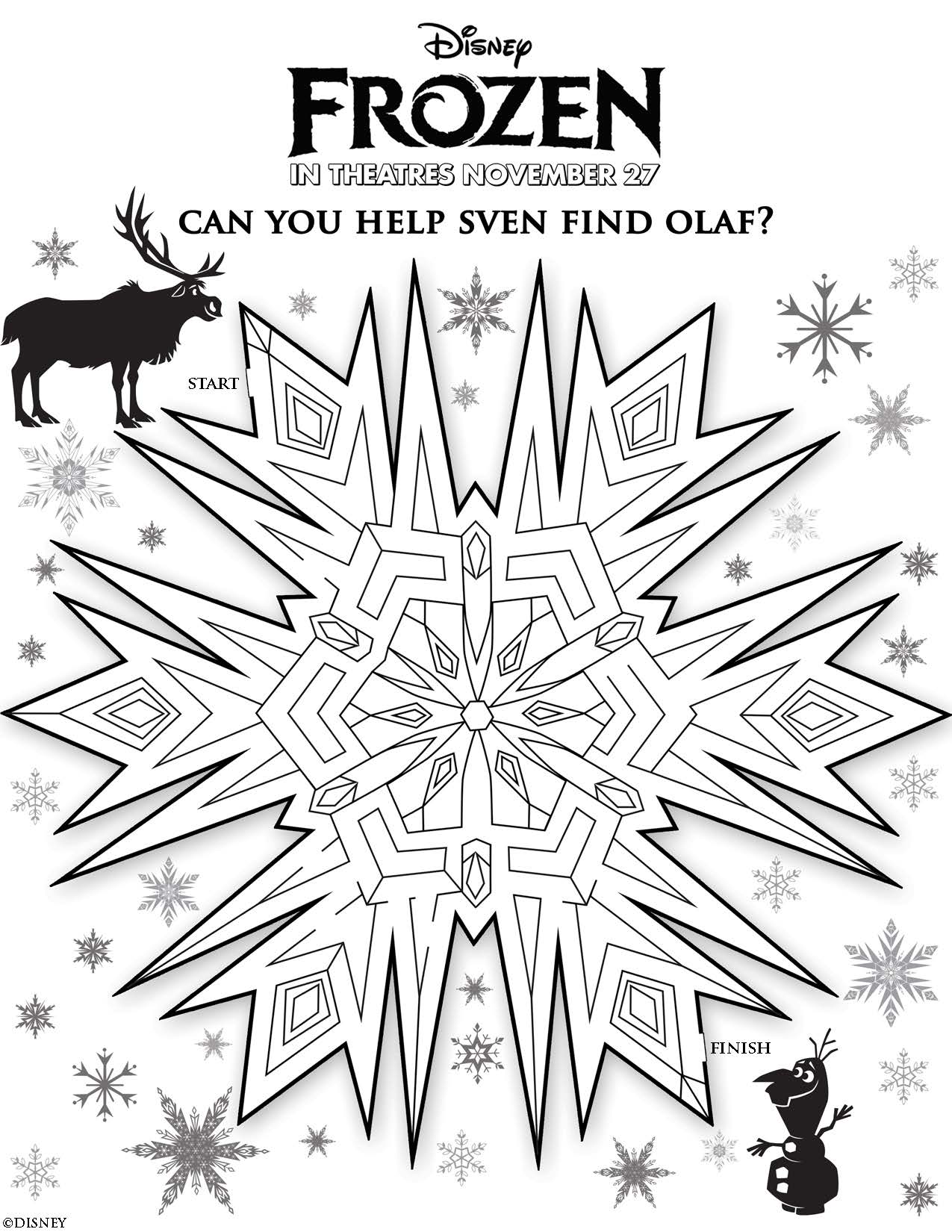 Disney Frozen Help Sven find Olaf maze printable