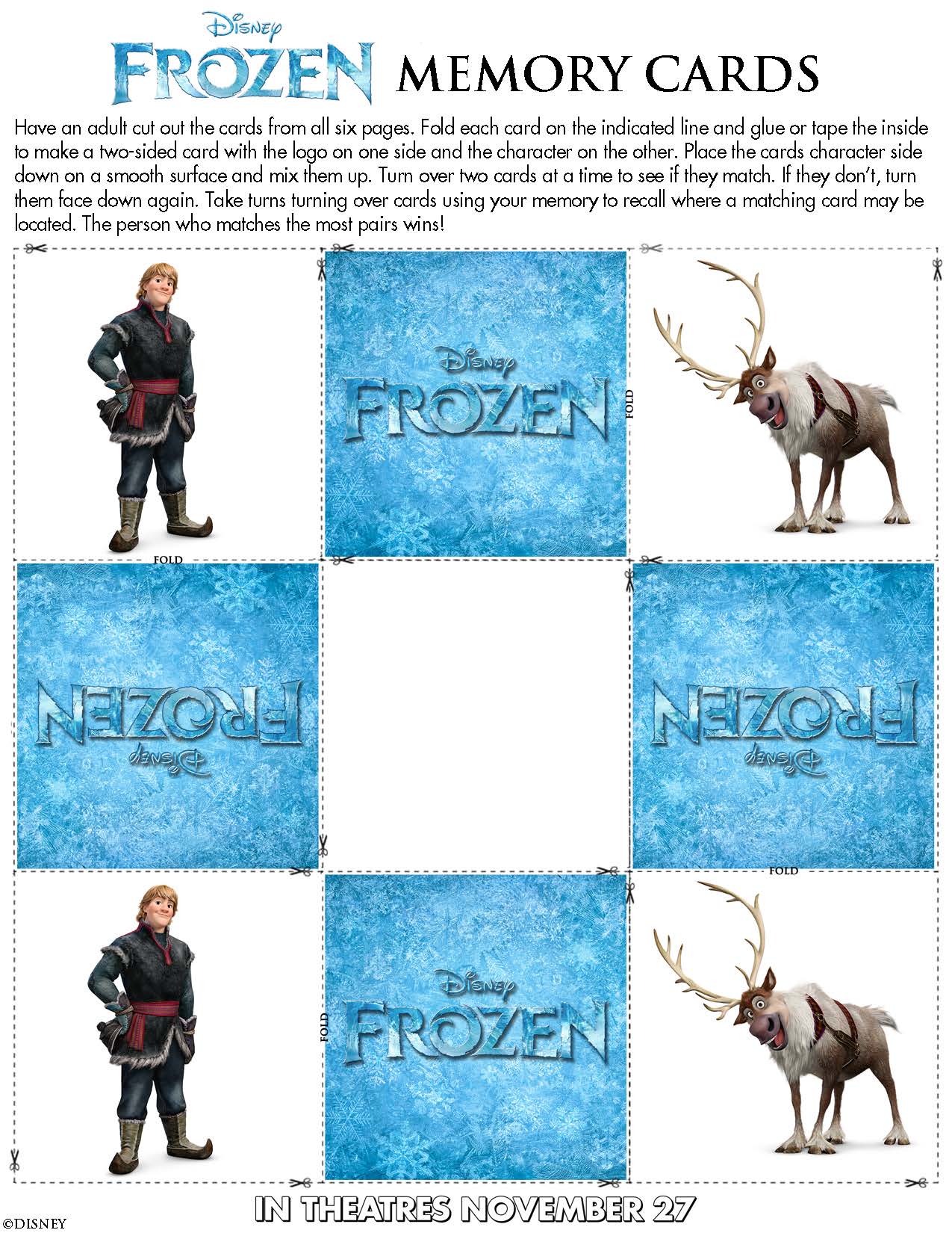 Disney Frozen Memory Cards printable page 2