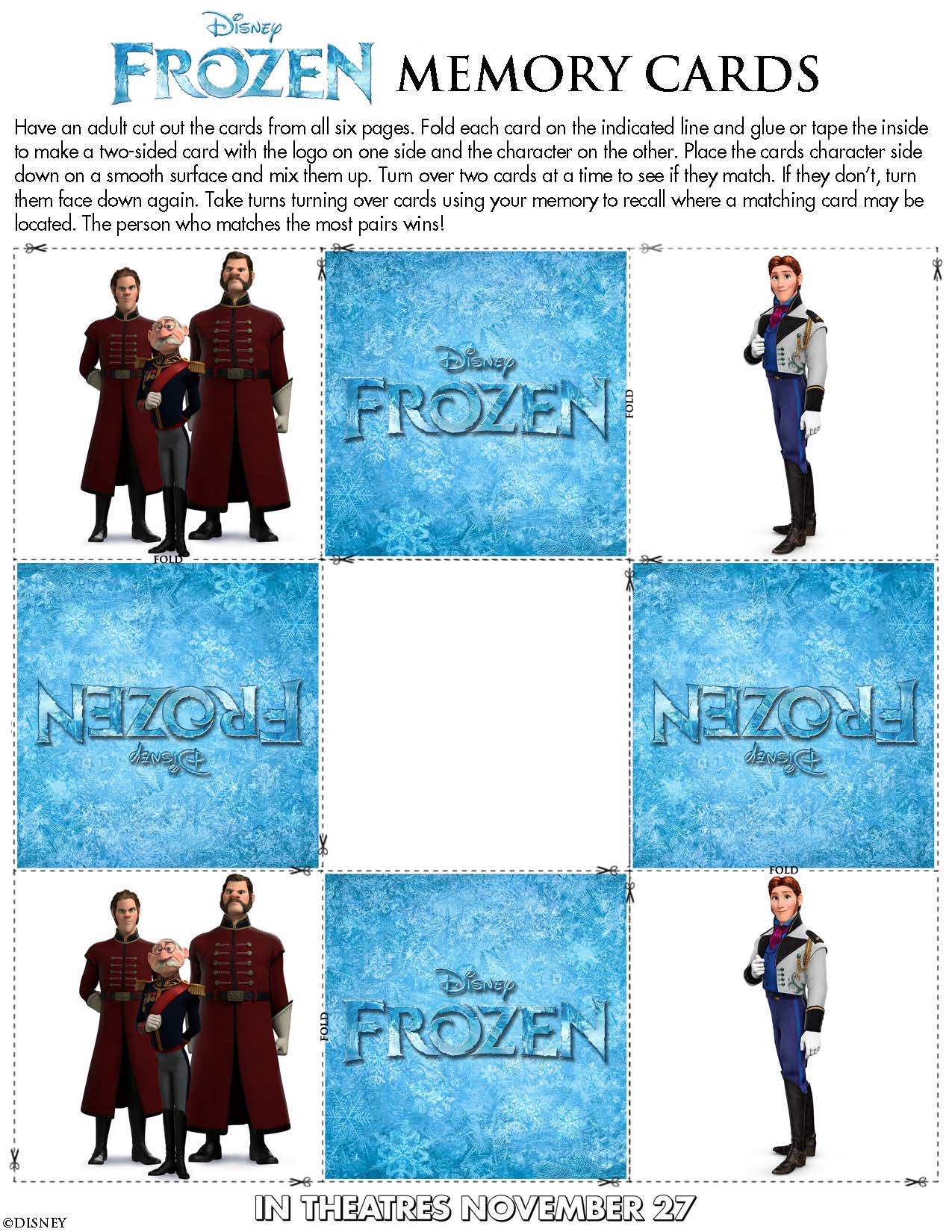 Disney Frozen Memory Cards printable page 3