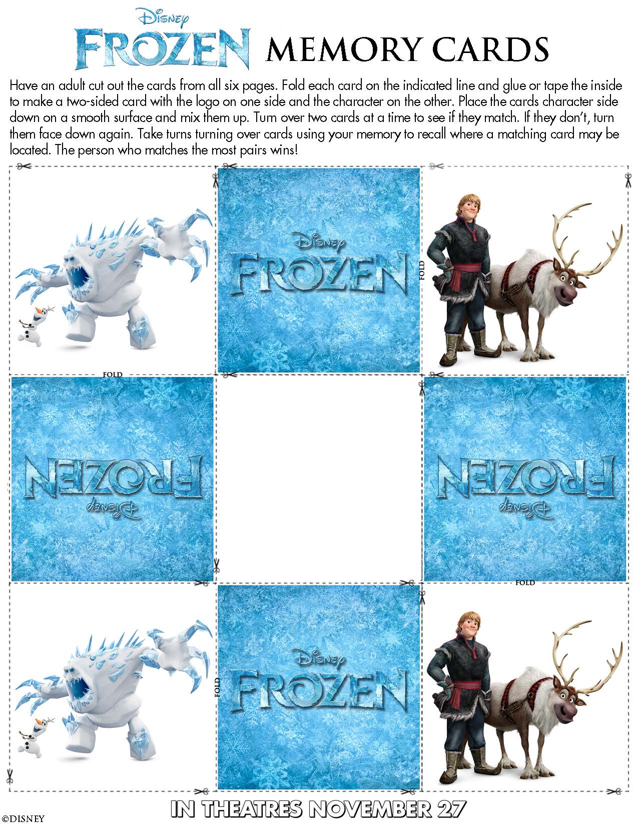 Disney Frozen Memory Cards printable page 5