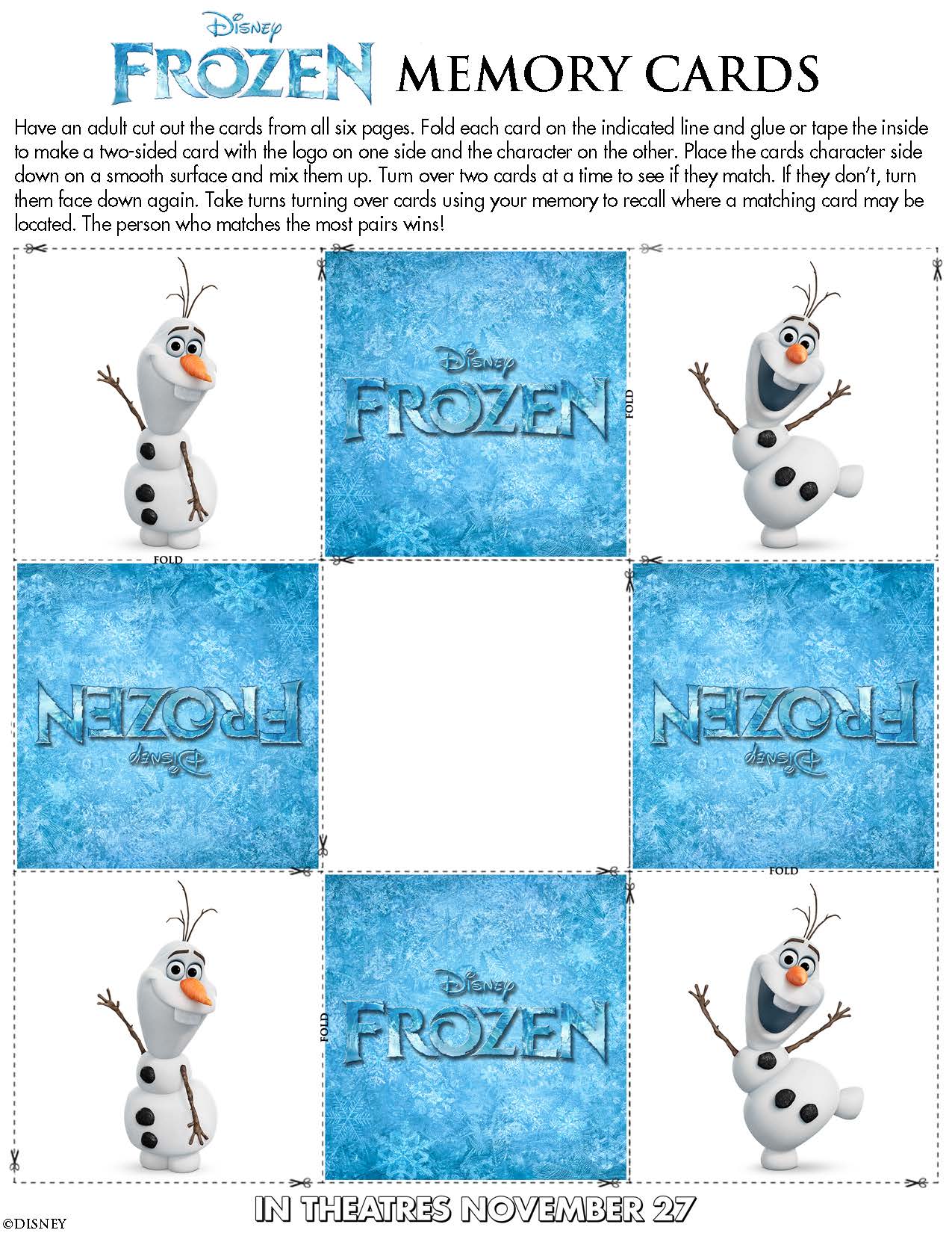 Disney Frozen Memory Cards printable page 6