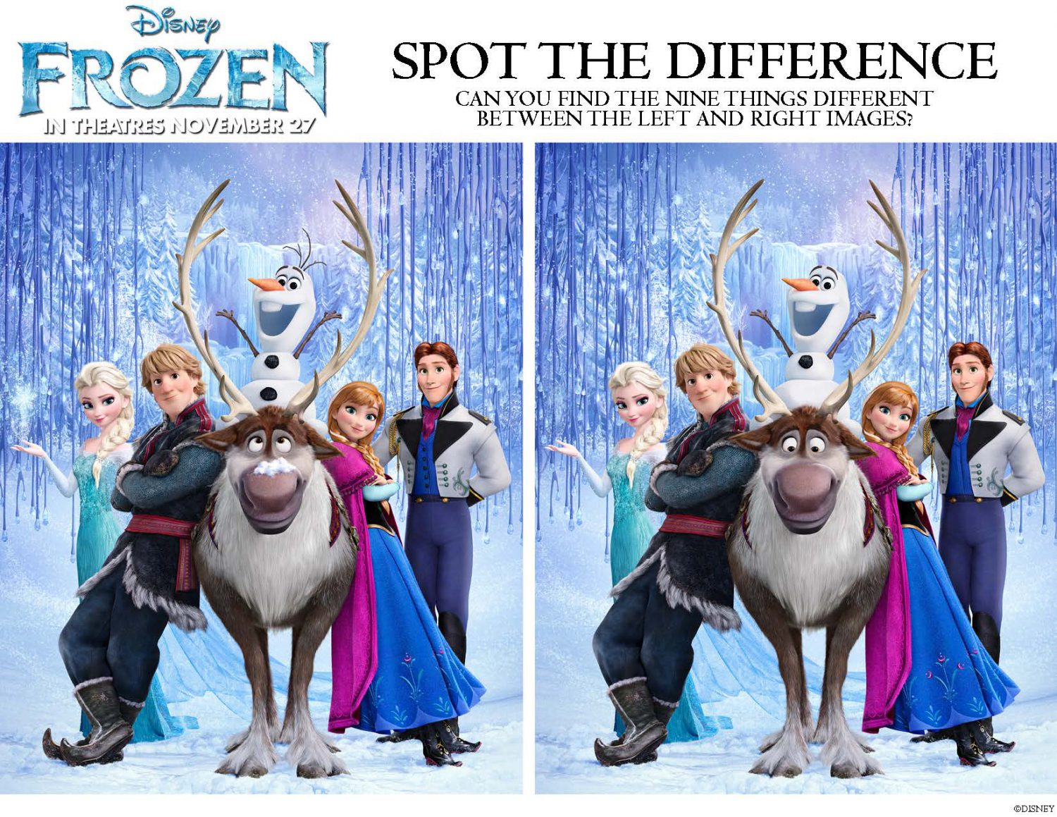 Disney Frozen Spot the Difference printable