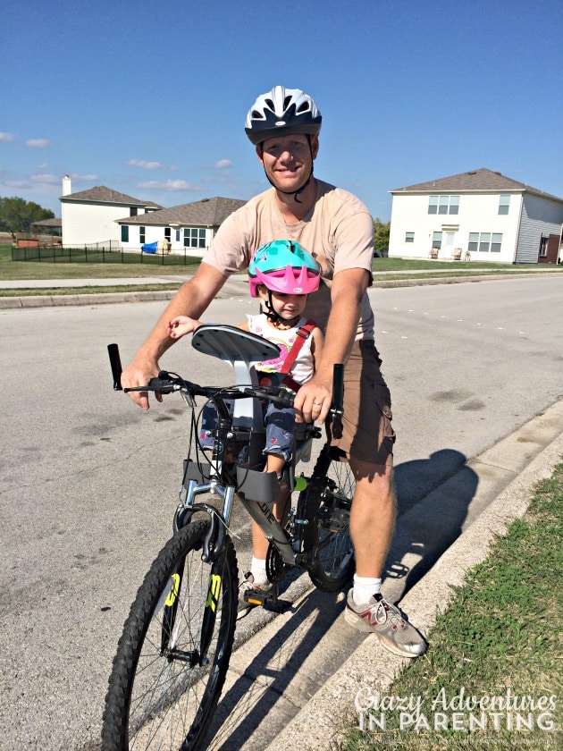 bike seat on daddy's bike