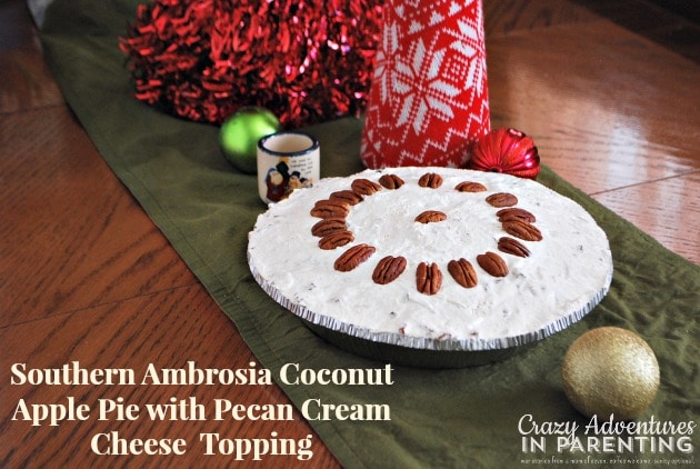 Southern Ambrosia Coconut Apple Pie with Pecan Cream Cheese Topping