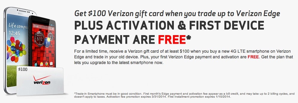 Verizon Edge activation gift card