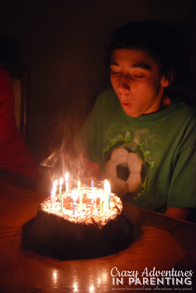 blowing out the birthday candles