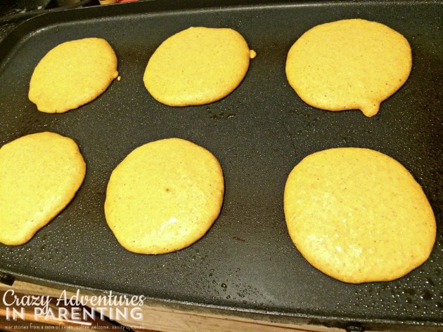 pumpkin pancakes on the skillet