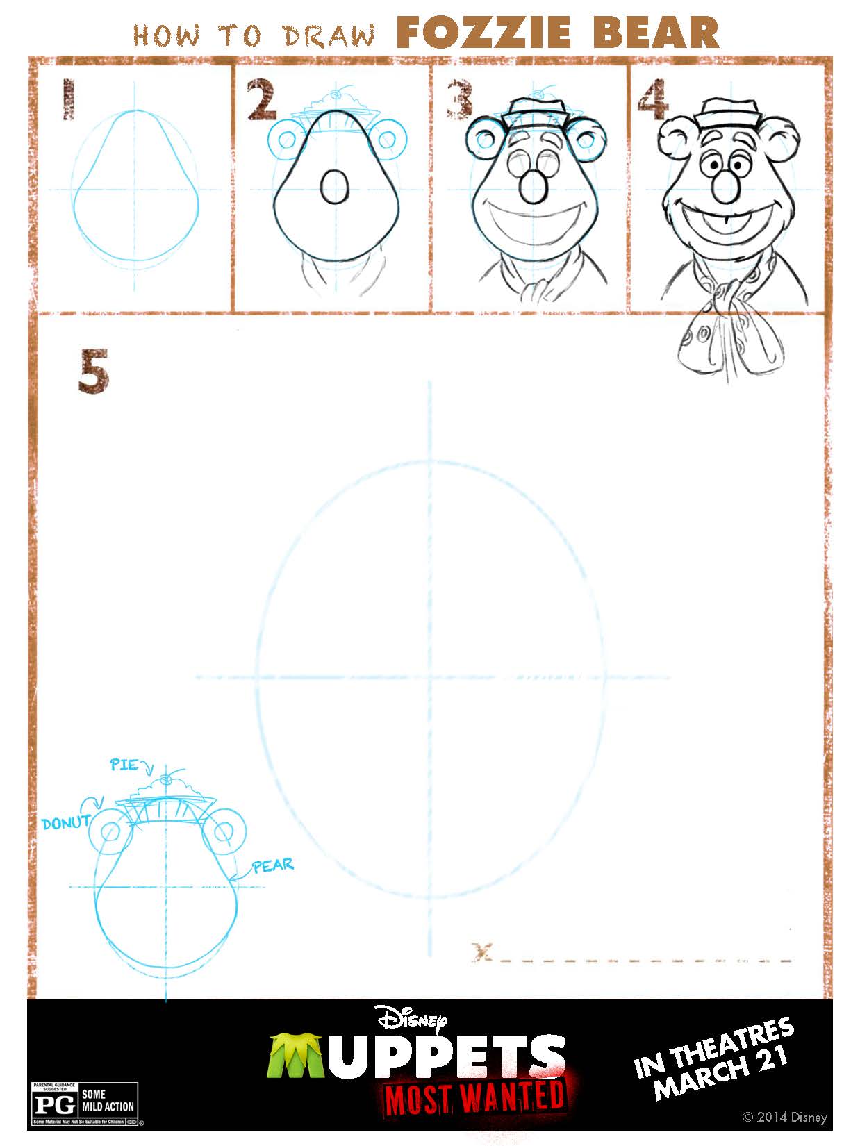 Disney's Muppets Most Wanted How to Draw Fozzie Bear