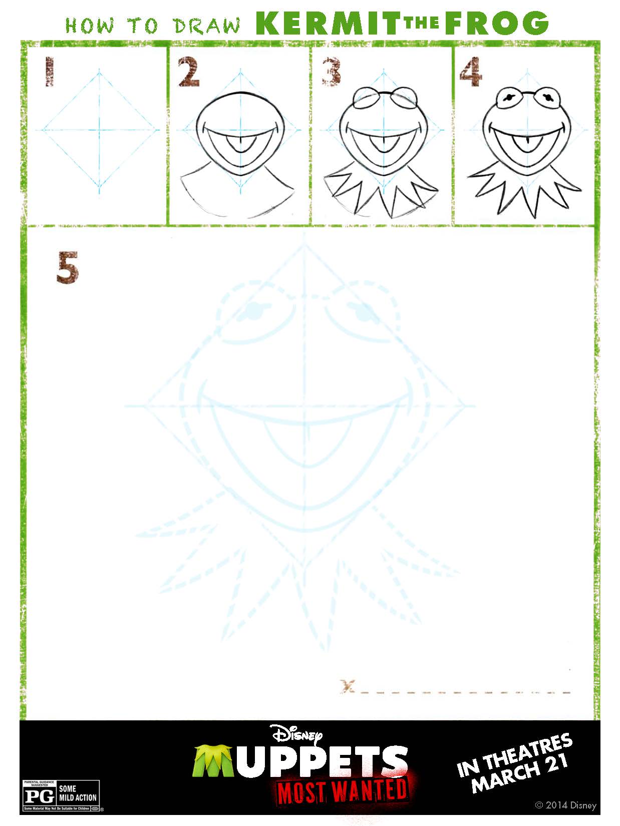 Disney's Muppets Most Wanted How to Draw Kermit the Frog