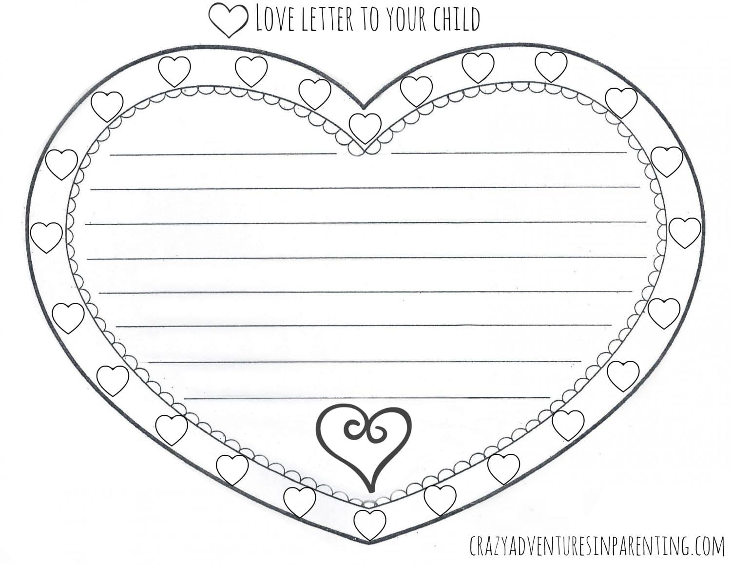 Love Letter to Your Child Valentine's Day Printable