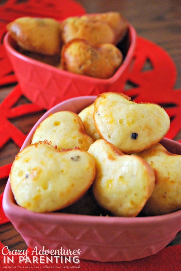 sausage cheese biscuits heart-shaped close up