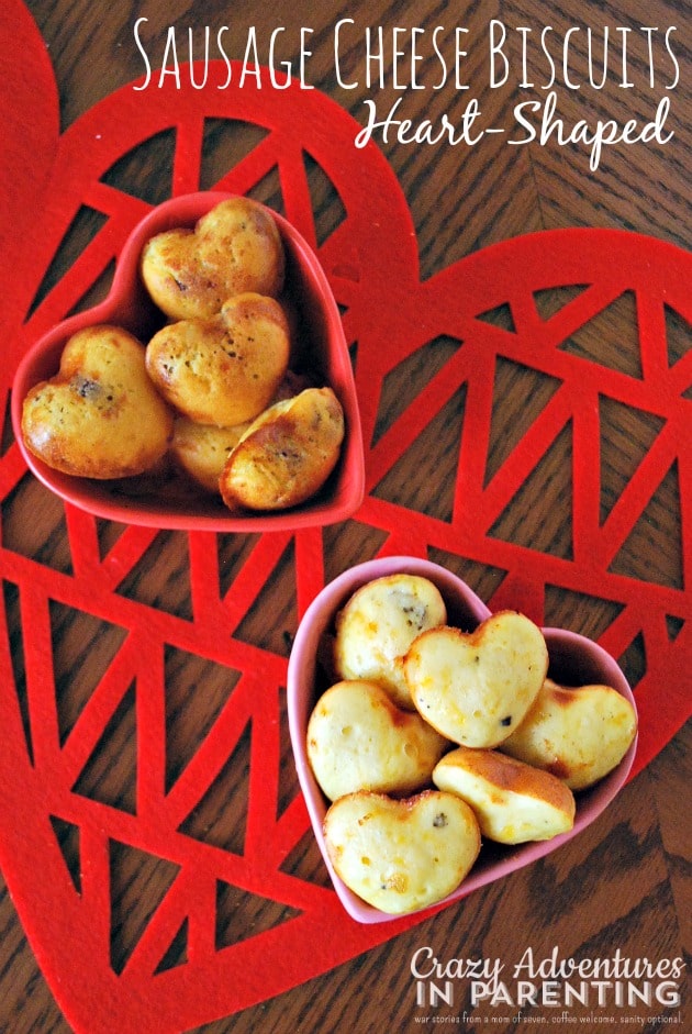 sausage cheese biscuits heart-shaped