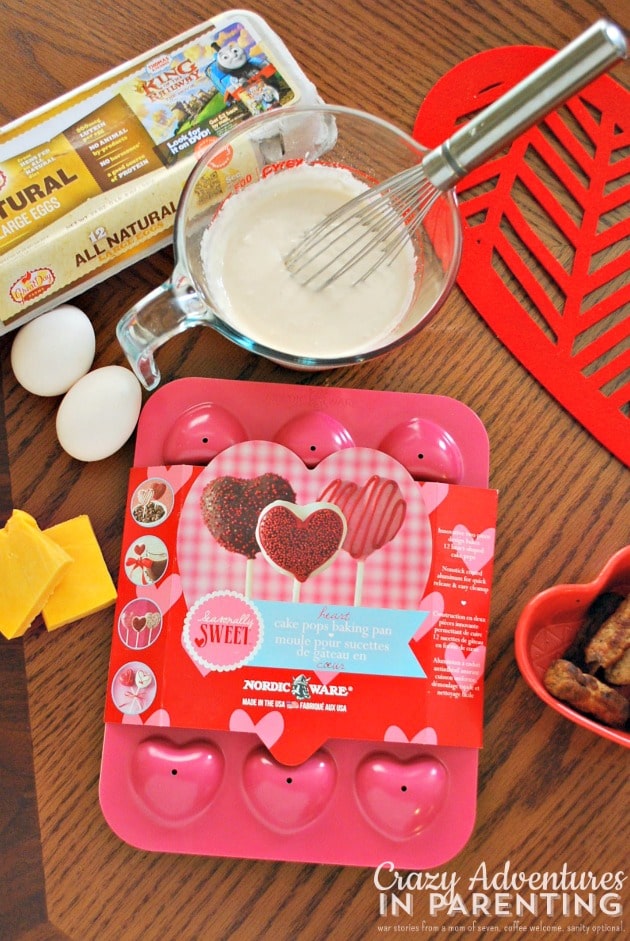 sausage cheese biscuits with mini heart-shaped baking pan