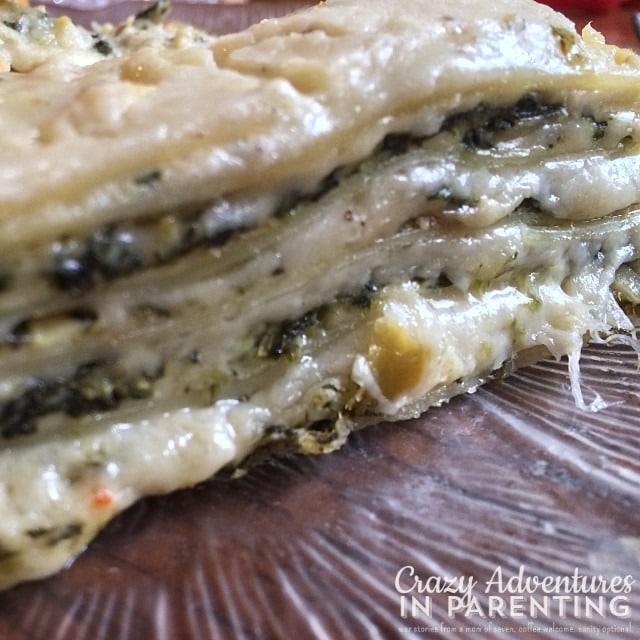 spinach artichoke lasagna lunch