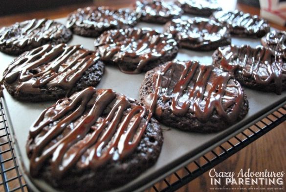 Oreo Cookie Dough Brownie Cupcakes frosted cooling Oreo Cookie Dough Brownie Cupcakes frosted cooling