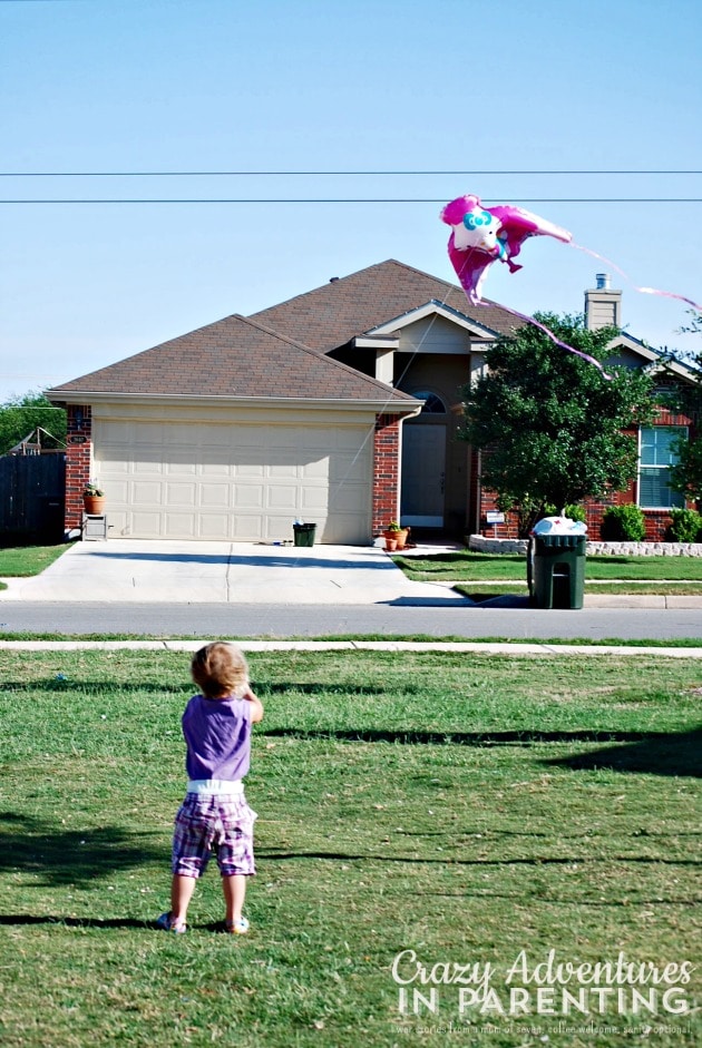 Baby V flying kite for the first time
