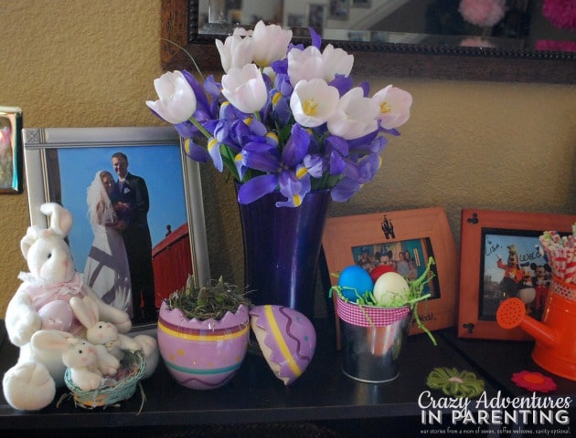 Delicate Blooms with Easter Egg Hunt with Easter decor