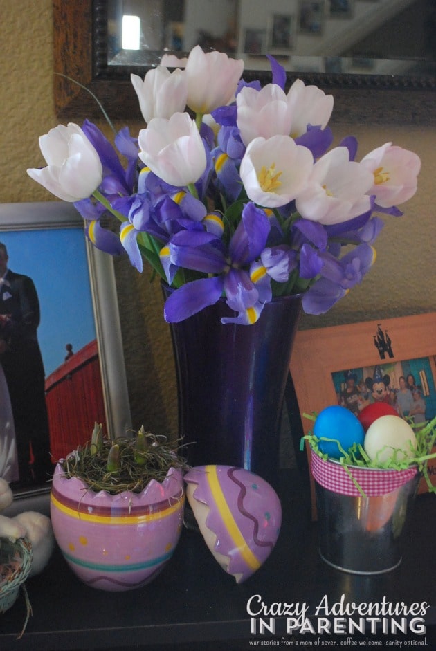 Delicate Easter Blooms and Easter Egg Hunt together