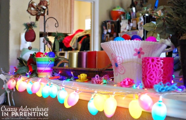 Easter decorations on ledge