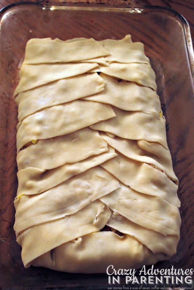 braided breakfast bake - braiding completed