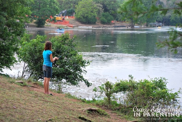 fishing by herself