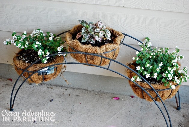 front porch flowers in baskets