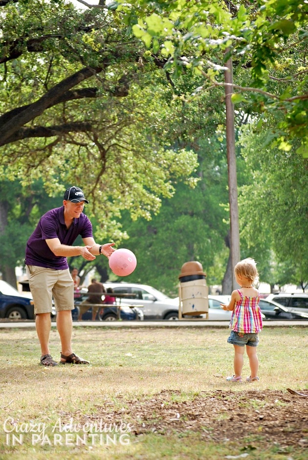 playing ball with daddy