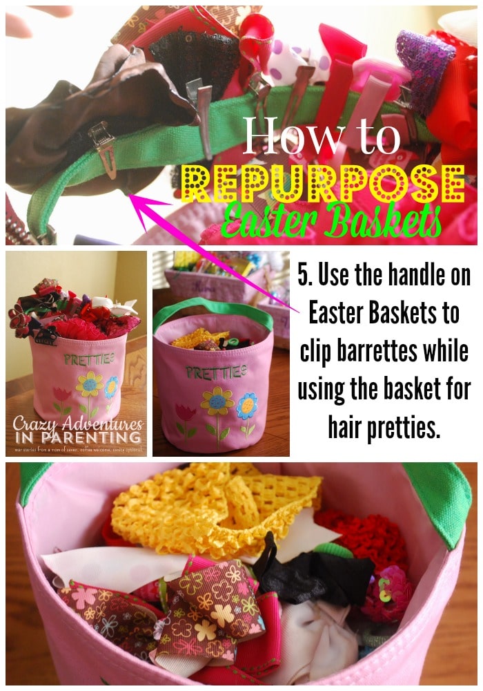 repurposing easter baskets for hair pretties