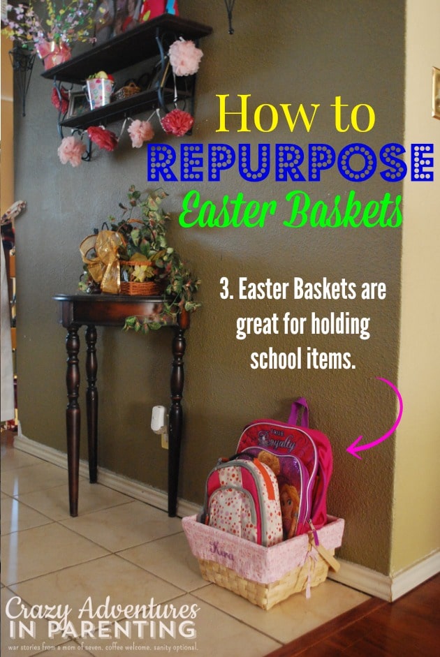 repurposing easter baskets for school