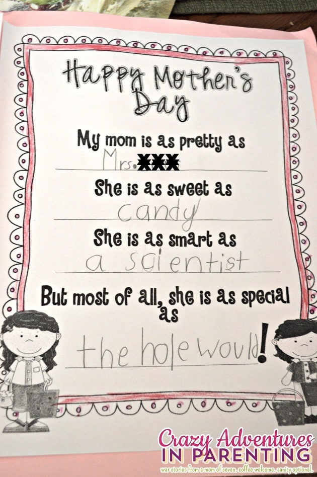 Happy Mother's Day fill-in craft