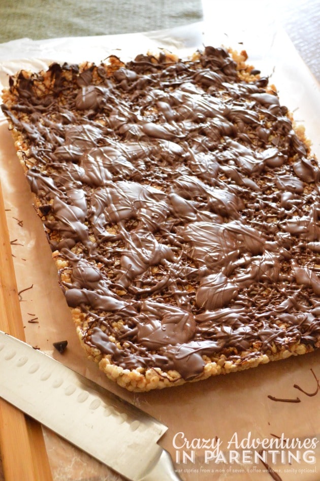 Nutella Cookie Dough Rice Krispies Treats - out of the freezer ready to cut