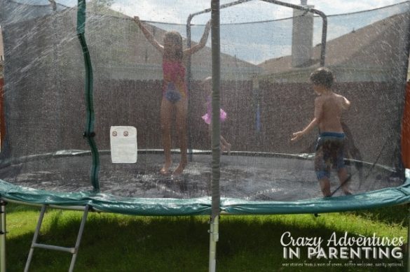 Trampoline Sprinkler Fun - A Poem | Crazy Adventures in Parenting