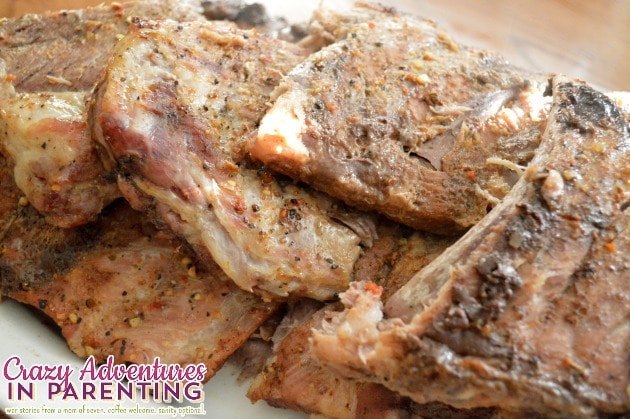 baked barbecue ribs close up