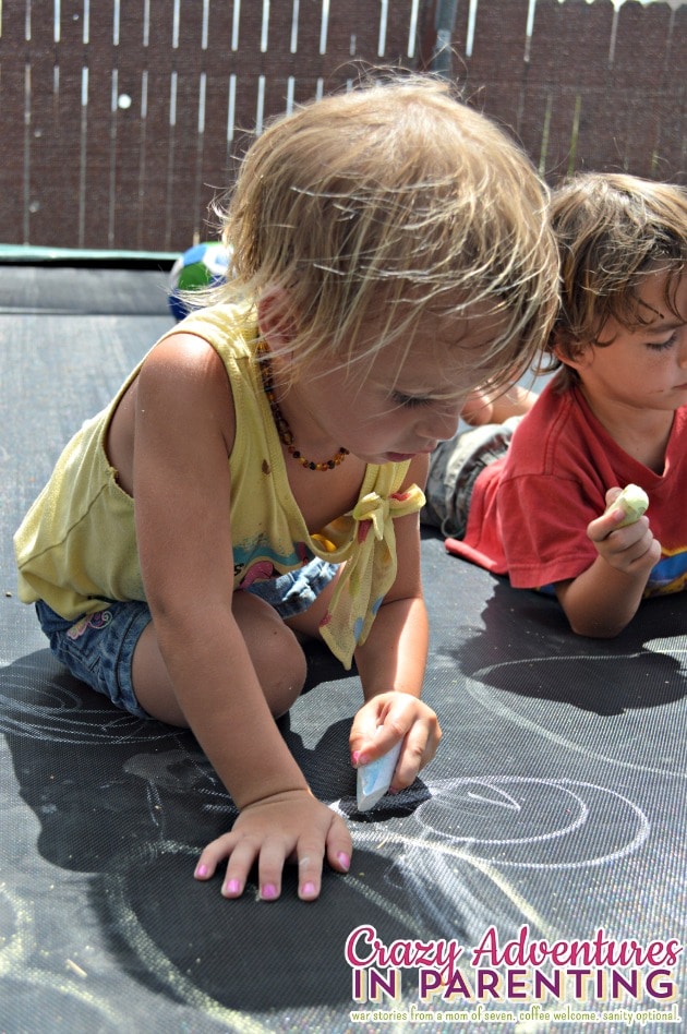 chalk drawing on the trampoline