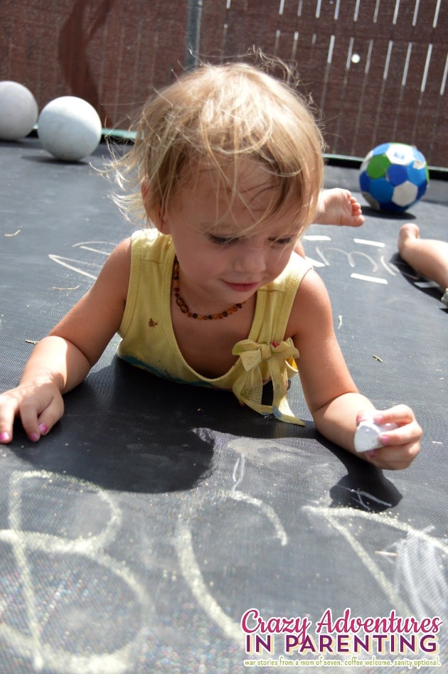 draw chalk on the trampoline