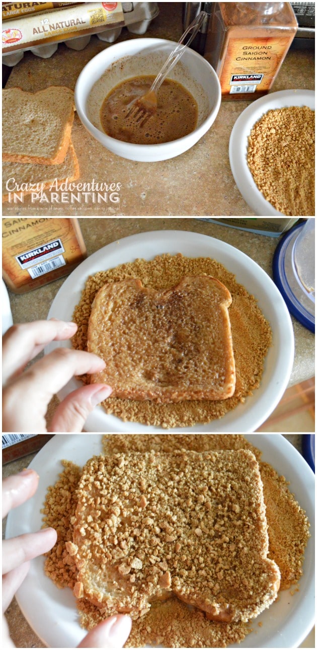 preparing S'mores Stuffed French Toast