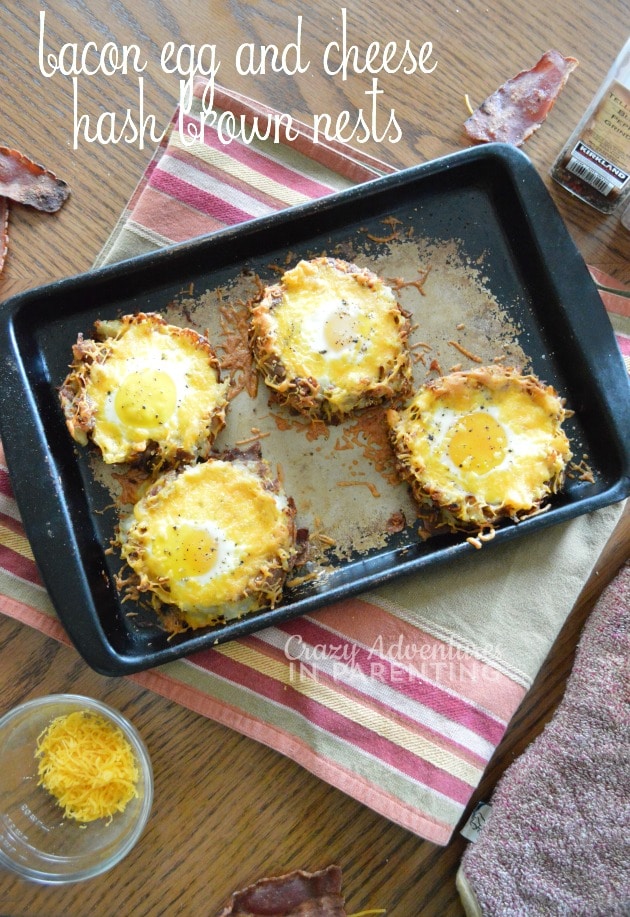 Bacon Egg and Cheese Hash Brown Nests