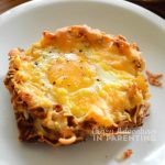 Bacon Egg and Hash Brown Nests close up