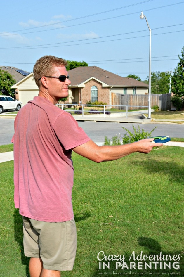 Dad playing Sonic Howler flying disc