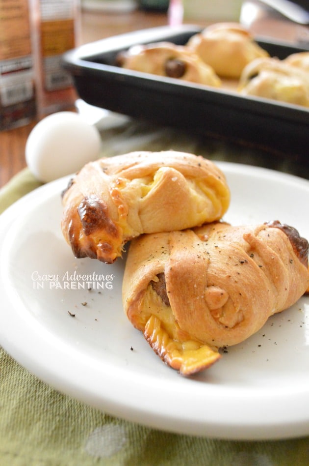 Sausage Egg and Cheese Crescents plated