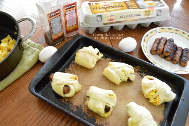 Sausage Egg and Cheese Crescents ready for the oven