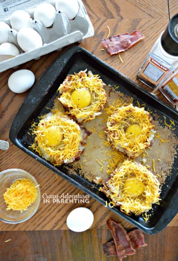 Bacon Egg and Cheese Hash Brown Nests