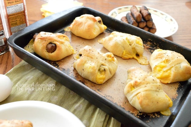 buttered and seasoned Sausage Egg and Cheese Crescents