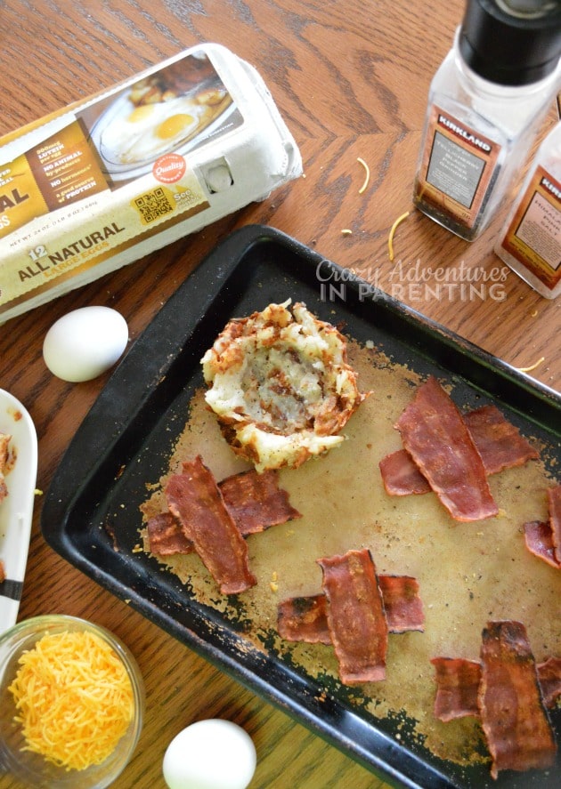 forming Bacon Egg and Hash Brown Nests
