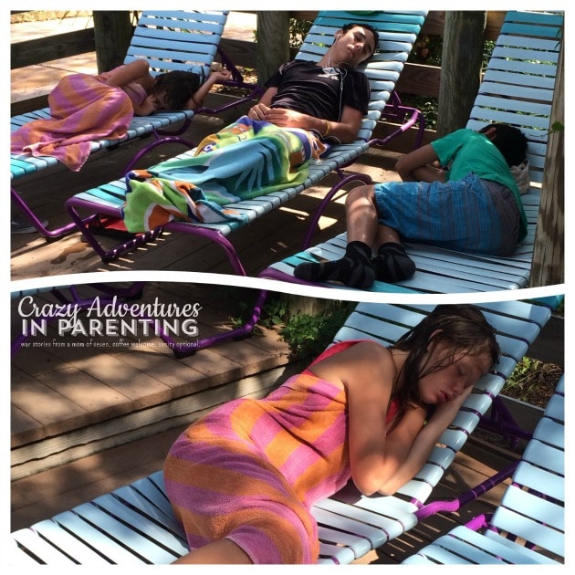 sleeping kids at Aquatica