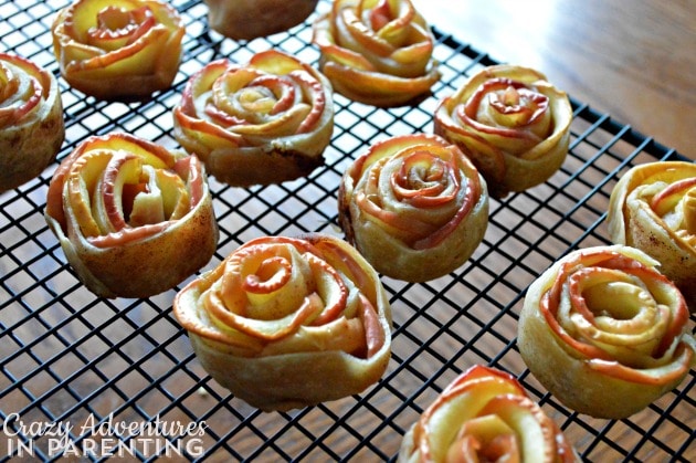 Apple Rose Tarts on a wire rack to cool