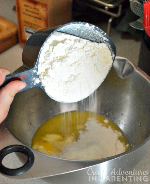 adding the cake flour