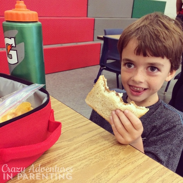 baby dude's first lunch at school