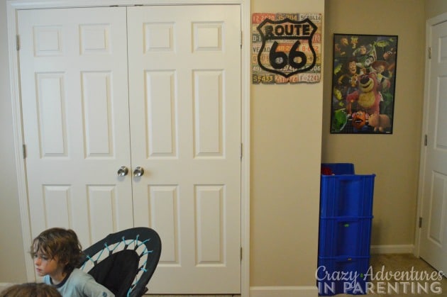 boys bedroom - closet wall and entry