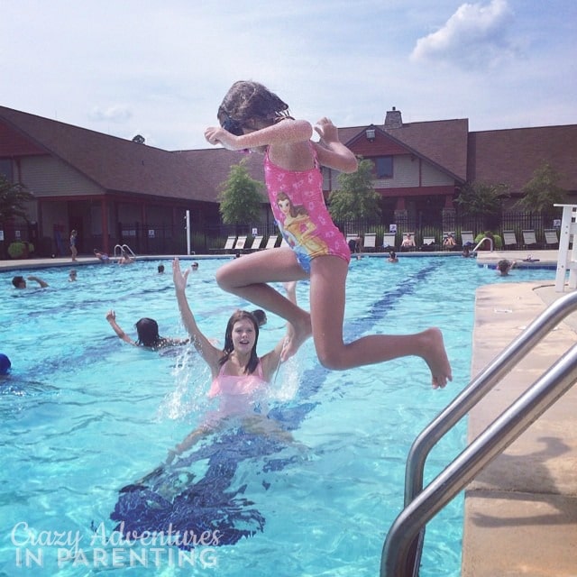 jumping in the pool